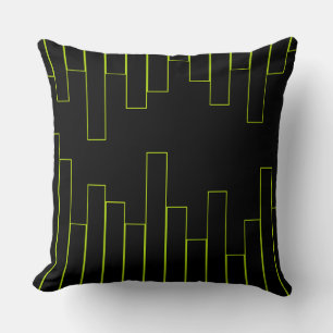 Lime Green and Black Rectangles Cushion