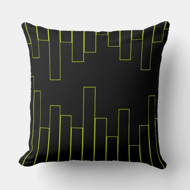 Lime Green and Black Rectangles Cushion (Front)