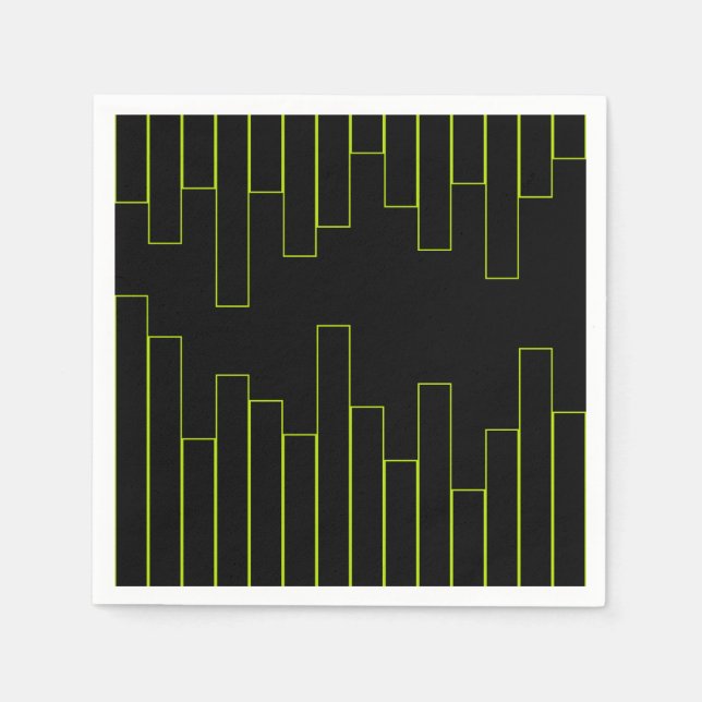 Lime Green and Black Rectangles Napkin (Front)