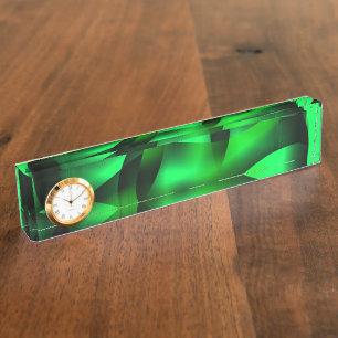 Lime green and black ripples, with some shadow? nameplate