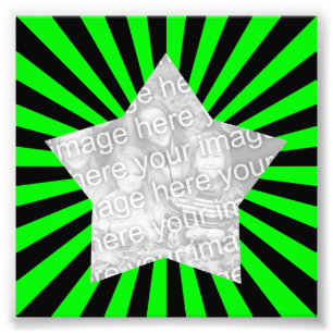 Lime Green and Black Starburst Frame Photo Print