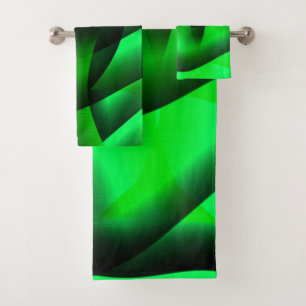 Lime green and black undulation, with shadow? bath towel set