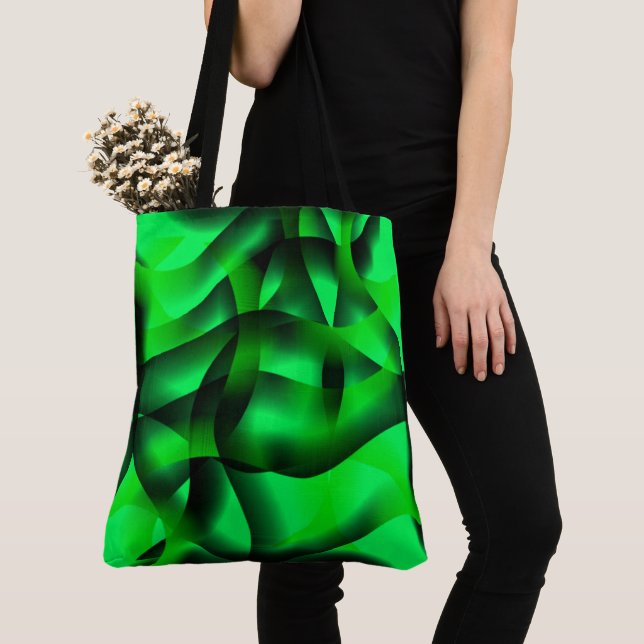Lime green and black undulation, with shadow? tote bag (Close Up)