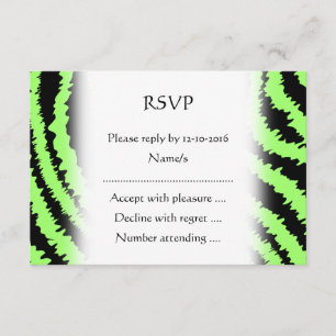 Lime Green and Black Zebra Print Pattern RSVP Card