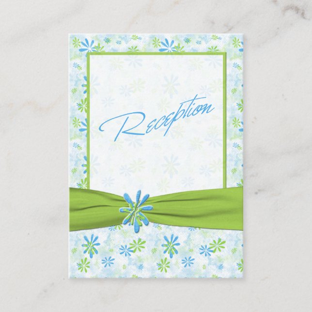 Lime Green and Blue Floral Enclosure Card (Front)