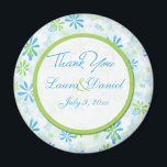 Lime Green and Blue Floral Wedding Favour Magnet<br><div class="desc">This pretty blue and green floral wedding favour magnet matches the invitation and other items shown below. If there are any other matching items you require,  please email me your request to niteowlstudio@gmail.com.</div>