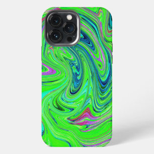 Lime Green and Blue Groovy Abstract Retro Art iPhone 13 Pro Max Case