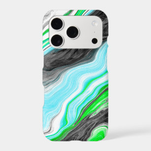 Lime Green and Blue Marble like Swirls