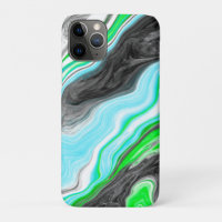Lime Green and Blue Marble like Swirls