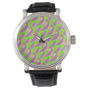 Lime Green and bright purple patterns   Compact Mi Watch