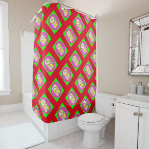 Lime Green and bright purple patterns Shower Curtain