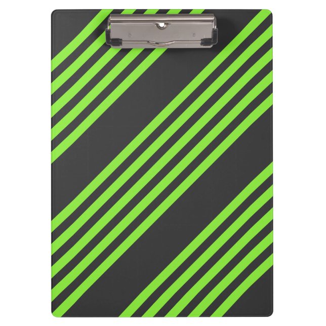 Lime green and charcoal five stripes pattern clipboard (Front)
