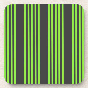 Lime green and charcoal five stripes pattern coaster