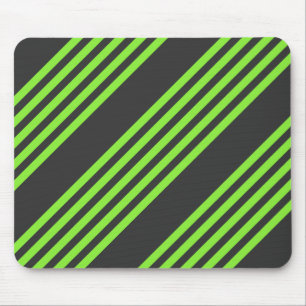 Lime green and charcoal five stripes pattern mouse pad
