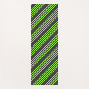 Lime green and charcoal five stripes pattern yoga mat