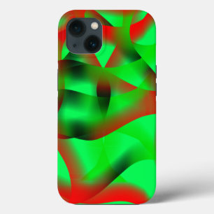Lime green and clear red curling, with shadow? iPhone 13 case