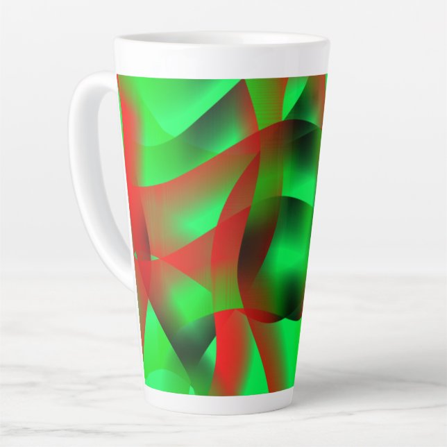 Lime green and clear red ripples, with shadow? latte mug (Left Angle)