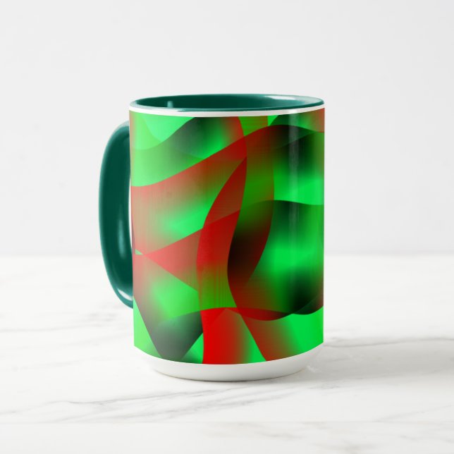Lime green and clear red ripples, with shadow? mug (Front Left)