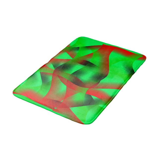 Lime green and clear red undulation, with shadow? bath mat (Angled)