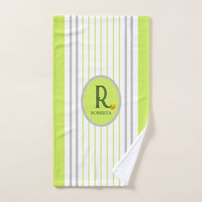 Lime Green and Grey Pickleball Hand Towel (Hand Towel)