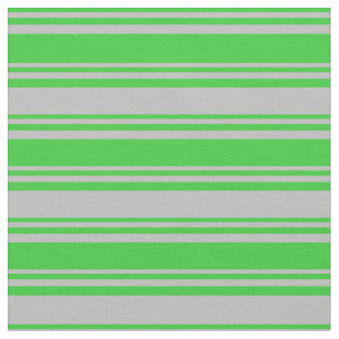 Lime Green and Grey Stripes Fabric