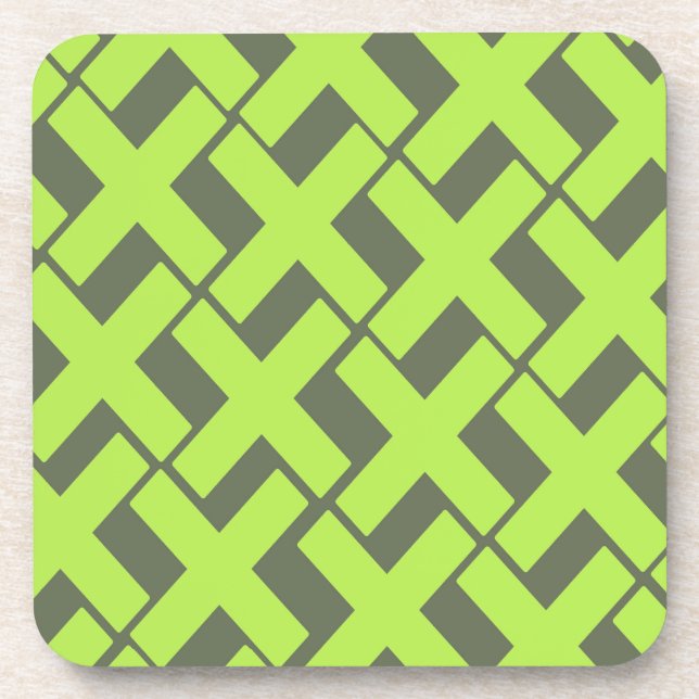 Lime Green and Grey Xs Coaster (Front)