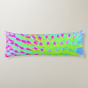 Lime Green and Purple Abstract Cone Flower Body Cushion