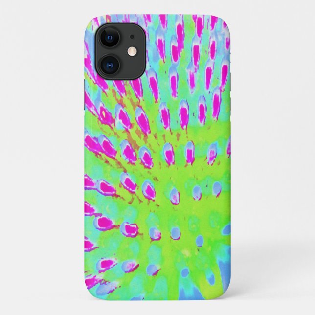 Lime Green and Purple Abstract Cone Flower Case-Mate iPhone Case (Back)