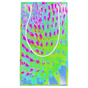 Lime Green and Purple Abstract Cone Flower Small Gift Bag