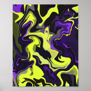 Lime Green and Purple Swirl Design Poster