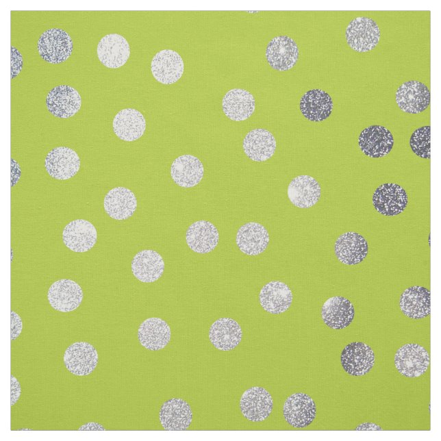 Lime Green and Silver City Dots Fabric (Swatch)