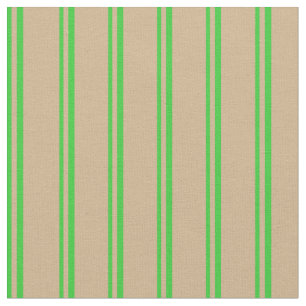 Lime Green and Tan Coloured Pattern of Stripes Fabric
