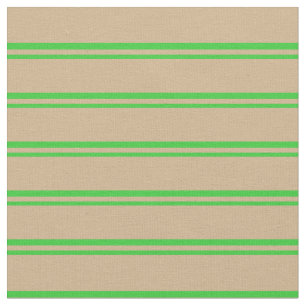 Lime Green and Tan Lined/Striped Pattern Fabric