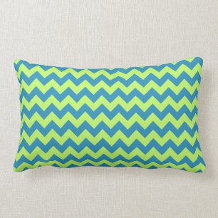 Lime Green and Teal Chevron Lumbar Cushion