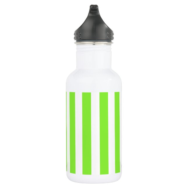 Lime green and white candy stripes 532 ml water bottle (Right)