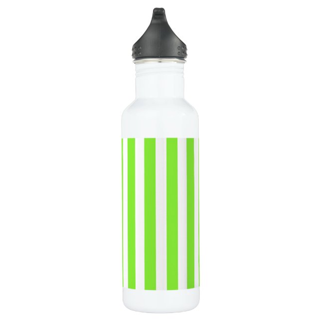 Lime green and white candy stripes 710 ml water bottle (Right)