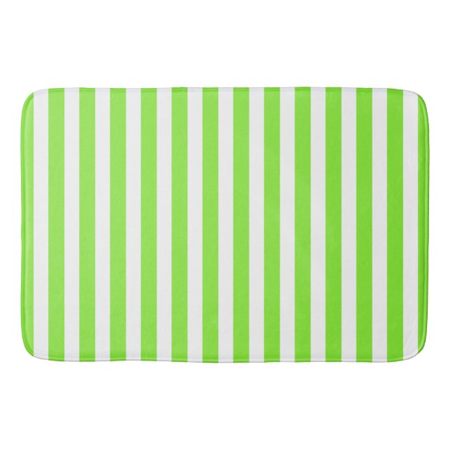 Lime green and white candy stripes bath mat (Front)