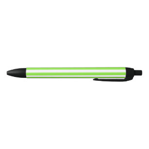 Lime green and white candy stripes black ink pen