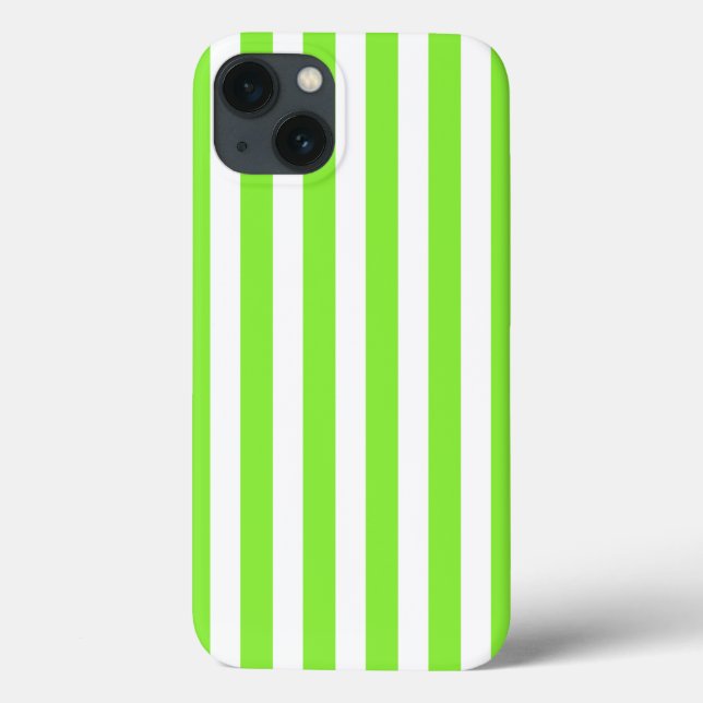 Lime green and white candy stripes Case-Mate iPhon iPhone Case (Back)