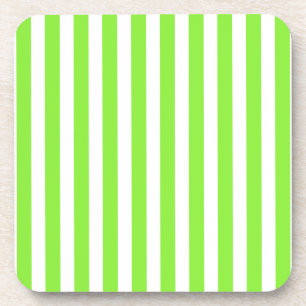 Lime green and white candy stripes coaster