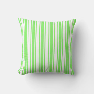 Lime green and white candy stripes cushion