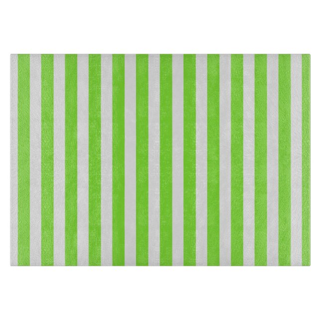 Lime green and white candy stripes cutting board (Front)