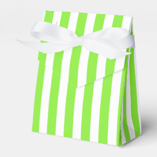 Lime green and white candy stripes favour box