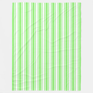 Lime green and white candy stripes fleece blanket