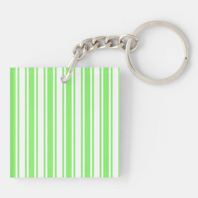 Lime green and white candy stripes key ring (Back)