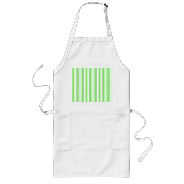 Lime green and white candy stripes long apron (Front)