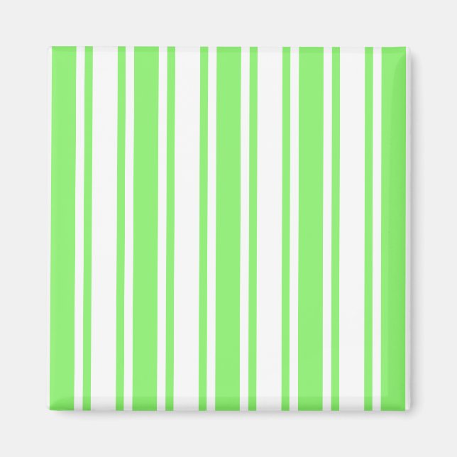 Lime green and white candy stripes magnet (Front)
