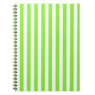 Lime green and white candy stripes notebook