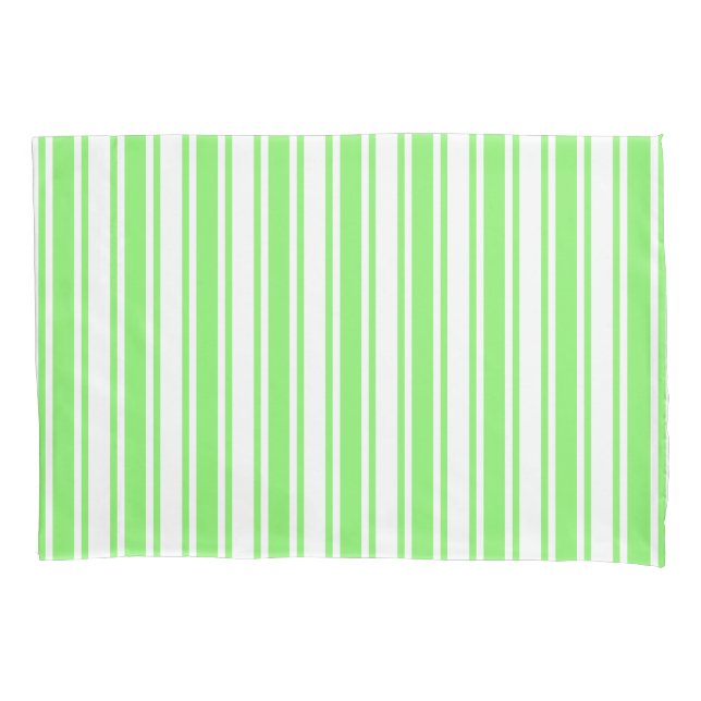 Lime green and white candy stripes pillowcase (Front)