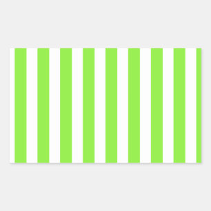 Lime green and white candy stripes rectangular sticker